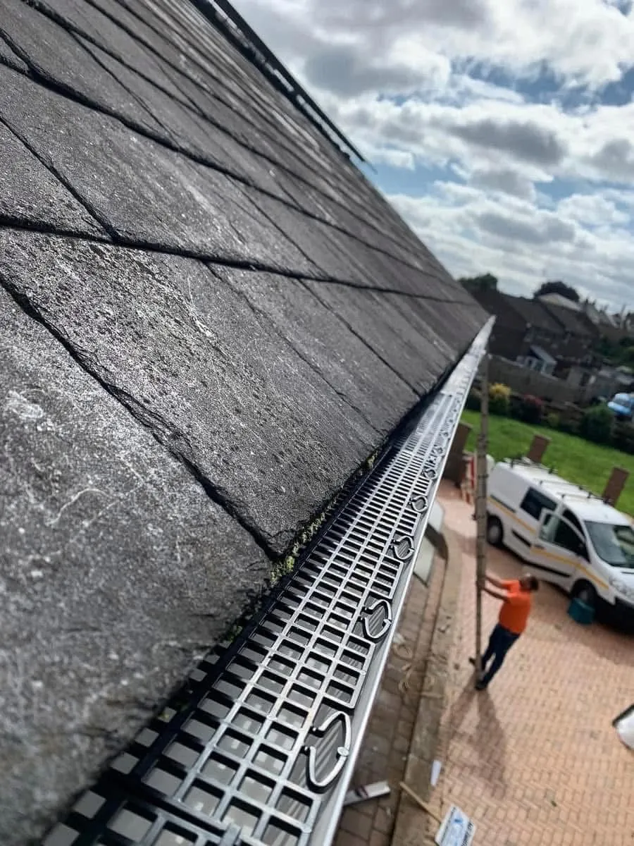 Gutter guard fitted on a slate roof in Okehampton